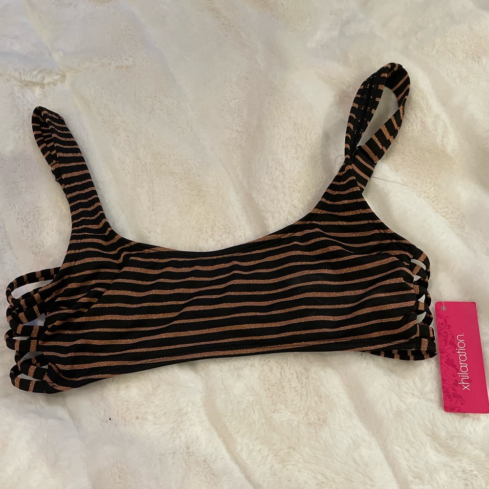Black Striped Bikini Top